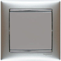 Выключатель 1-х клавишный, цвет алюминий, серия Valena