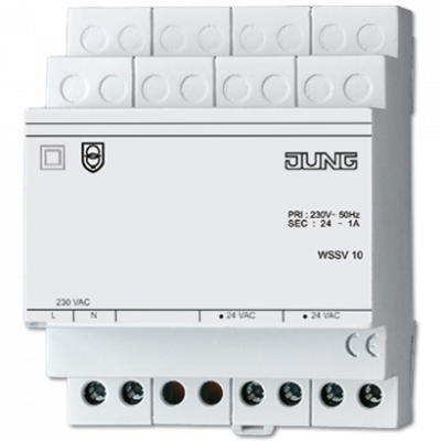 Блок питания для монтажа на DIN-рейку, 4 модуля, выходное напряжение AC 24В, выходной ток 1А; Электроника, WSSV10