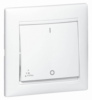 Legrand Выключатель одноклавишный двухполюсный IP44 - Legrand Valena - 10А 250В схема 2 безвинтовые зажимы - белый, 770092