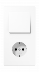 Jung Блок: Выключатель 1-клавишный с розеткой 2к+з,  серия A Creation
