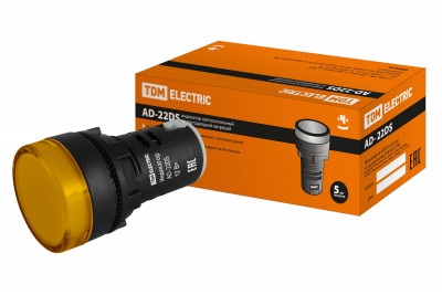 Лампа AD-22DS(LED)матрица d22мм желтый 12В AC/DC TDM Electric, SQ0702-0017