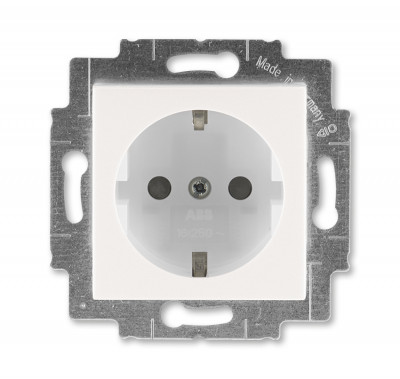 5520H-A03457 68W - Розетка ABB Levit с заземлением со шторками 16А жемчуг / ледяной - 2CHH203457A6068