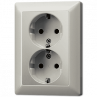 Штепсельная розетка SCHUKO 16A 250V~ сдвоенная; благородная сталь, ES5020KI-L Штепсельная розетка SCHUKO 16A 250V~ сдвоенная; благородная сталь, ES5020KI-L