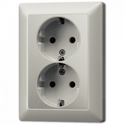 Штепсельная розетка SCHUKO 16A 250V~ сдвоенная; благородная сталь, ES5020KI-L