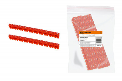 Маркер наборный - символ "2" красный 4 мм2 (100 шт.) TDM Electric, SQ0534-0033