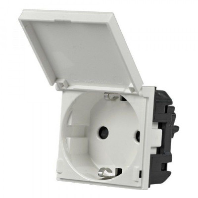 N2288.1 BL     Abb NIE Розетка SCHUKO с заземлением, с крышкой, со шторками, 16А / 250В, серия Zenit, цвет альп 2