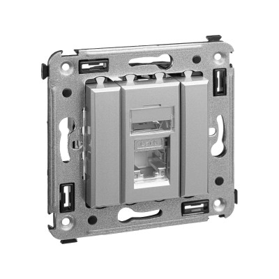 4404393 - ДКС Компьютерная розетка RJ-45 в стену, кат.6 одинарная экранированная,"Avanti","Закаленная сталь"