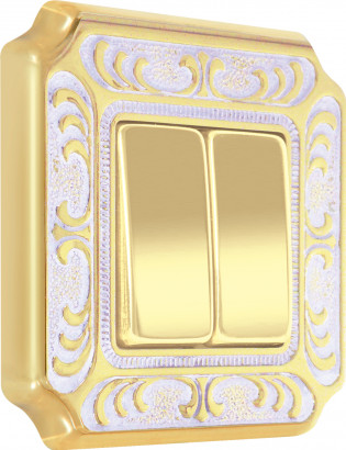 Fede Выключатель 2-клавишный, цвет Gold White Patina, серия Toscana Siena