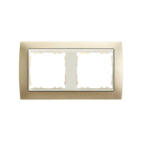 Simon S82 Рамка 2-ная, шампань матовая - сл.кость, 82724-34