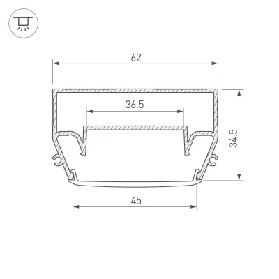 Профиль STRETCH-S-50-CEIL-CENTER-2000 (GAMMA50) (Arlight, Алюминий), 040700