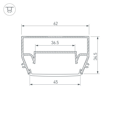Профиль STRETCH-S-50-CEIL-CENTER-2000 (GAMMA50) (Arlight, Алюминий), 040700