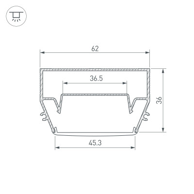 Профиль STRETCH-S-50-CEIL-CENTER-2000 (GAMMA50) (Arlight, Алюминий), 040700