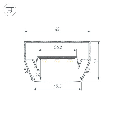 Профиль STRETCH-S-50-CEIL-CENTER-2000 (GAMMA50) (Arlight, Алюминий), 040700