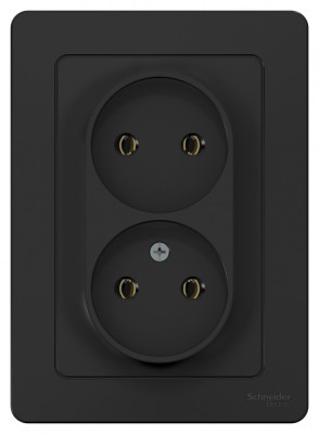 BLANCA С/У РОЗЕТКА двойная без заземления без штор., 16А, 250В, АНТРАЦИТ
