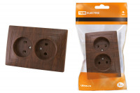 Розетка двойная 2П 10А 250В "ЭКО" (бук) "Таймыр" TDM Electric, SQ1814-0313