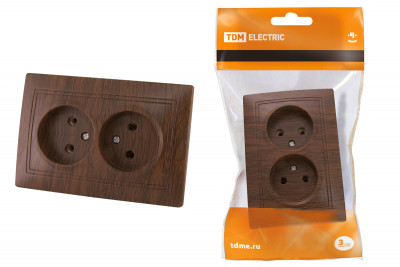 Розетка двойная 2П 10А 250В "ЭКО" (бук) "Таймыр" TDM Electric, SQ1814-0313