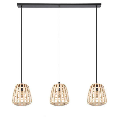 390153 Люстра MONTEZUELO, 3X40W (E27), сталь, черный // дерево, натуральный, 390153