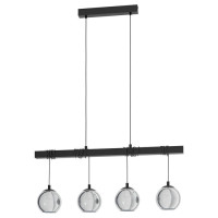 39761 Подвес ARGALLO, 4х40W(E27), L1000, B230, H1500, сталь, черный/стекло c напылением, черный-проз