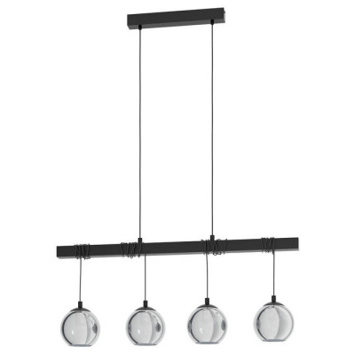 39761 Подвес ARGALLO, 4х40W(E27), L1000, B230, H1500, сталь, черный/стекло c напылением, черный-проз