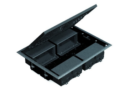 Simon SConnect Люк на 4 CIMA-мод. (8 мод. 45х45 мм), горизонт.подкл., глубина 69мм, посадка 250х327мм, сер, SF400-1