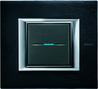 Выключатель 1-клавишный, вставка - антрацит, прямоугольная рамка Axolute - темный металлик