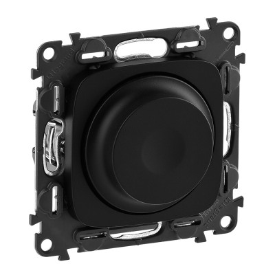 Legrand Valena ALLURE.Светорегулятор с поворотной ручкой универсальный 300Вт без нейтрали.С лицевой панелью.Антрацит, 752980