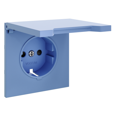 Накладка для розетки с заземлением, защитными шторками и крышкой, S70 (деним), VLS000815