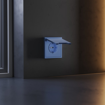 Накладка для розетки с заземлением, защитными шторками и крышкой, S70 (деним), VLS000815