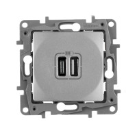 Legrand Зарядное устройство USB тип А / тип С - Legrand Etika - 3000мА 15Вт - алюминий, 672436