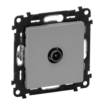 Legrand Valena LIFE.Розетка ТВ проходная 1,5дБ/14дБ 0-2400 МГц.С лицевой панелью.Алюминий, 753661