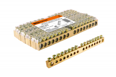 Шина "N" нулевая 6х9мм 16/1 (16 групп/крепеж по центру) TDM Electric, SQ0801-0042