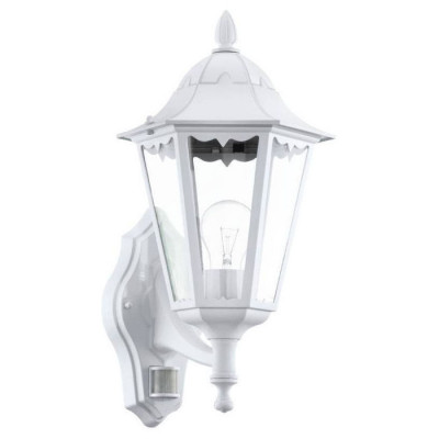 93447 Уличный светильник настенный NAVEDO с датч. движения, 1х60W(E27), H425, литой алюм., белый/сте