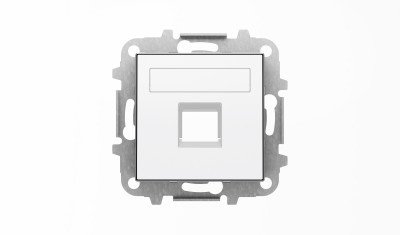 ABB SKY Альпийский белый Накладка для 1-го суппорта/разъёма типа 2017... или 2018..., со шторками и полем для надписи
