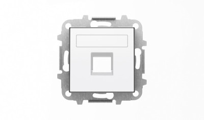 ABB SKY Альпийский белый Накладка для 1-го суппорта/разъёма типа 2017... или 2018..., со шторками и полем для надписи