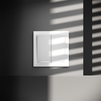 Проходной переключатель встраиваемый VOLTUM S70 двухклавишный с подсветкой 10А, (белый матовый), VLS020402