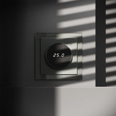 Терморегулятор электронный VOLTUM S70 с индикацией и датчиком, для теплого пола, (титан), VLS070106