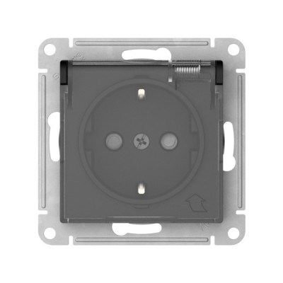 ATN441046S - ATLASDESIGN AQUA РОЗЕТКА с зазем. со шт. с прозрач. крыш,16А,IP44, мех., быстрозажим. клем., КАРБОН, Systeme Electric