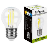 Лампа светодиодная, (15W) 230V E27 4000K прозрачная, LB-515, Feron 38253