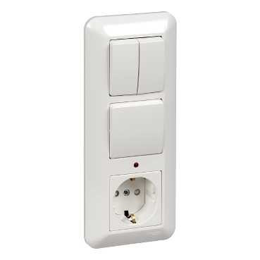 БЛОК С/У РСЗК+В1КЛ.+В2КЛ. (250В, ВЫКЛ.6А, РОЗ.16А, ЗАЩ.ШТОРК.) БЕЛЫЙ