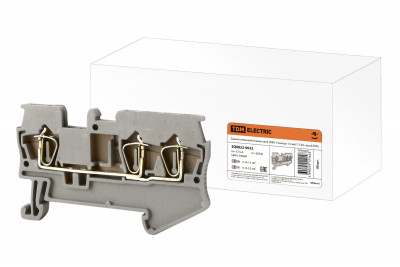 Зажим клеммный безвинтовой (ЗКБ) 3 вывода 1,5 мм2 17,5А серый TDM Electric, SQ0822-0022