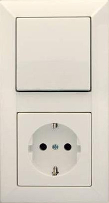 Jung Блок: Выключатель 1-клавишный с розеткой 2к+з,  серия ECO PROFI