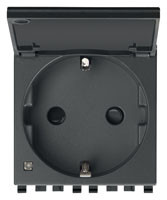 Vimar Розетка 2P+T 16A немецкий стандарт, с крышкой,серая, 20208.C