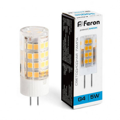 Лампа светодиодная, (5W) 230V G4 6400K JCD, LB-432, Feron 25862