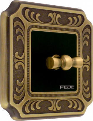 Fede Выключатель 1-клавишный, тумблерный, цвет Черный - Bright Patina, серия Toscana Siena