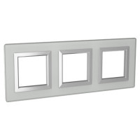 4404826 - ДКС Рамка из натурального стекла,"Avanti", светло-серая, 3 поста