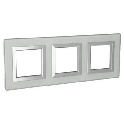 4404826 - ДКС Рамка из натурального стекла,"Avanti", светло-серая, 3 поста