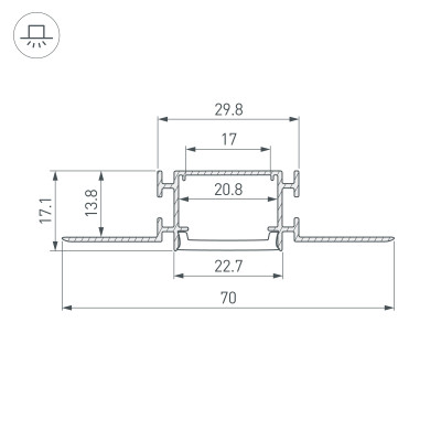 Профиль FANTOM-W23-2000 ANOD (Arlight, Алюминий), 040330