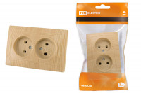 Розетка двойная 2П 10А 250В "ЭКО" (сосна) "Таймыр" TDM Electric, SQ1814-0213