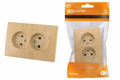 Розетка двойная 2П 10А 250В "ЭКО" (сосна) "Таймыр" TDM Electric, SQ1814-0213