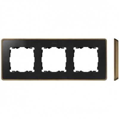 Simon S82Detail Рамка 3-ная, графит, основание медь, 8201630-246